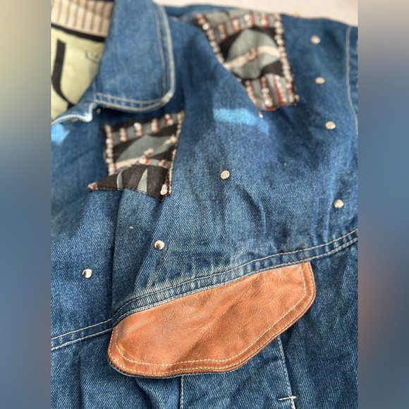 JouJou Indian Southwest Embroidered Beaded Embellished Denim Woman’s Jacket - Picture 7 of 11